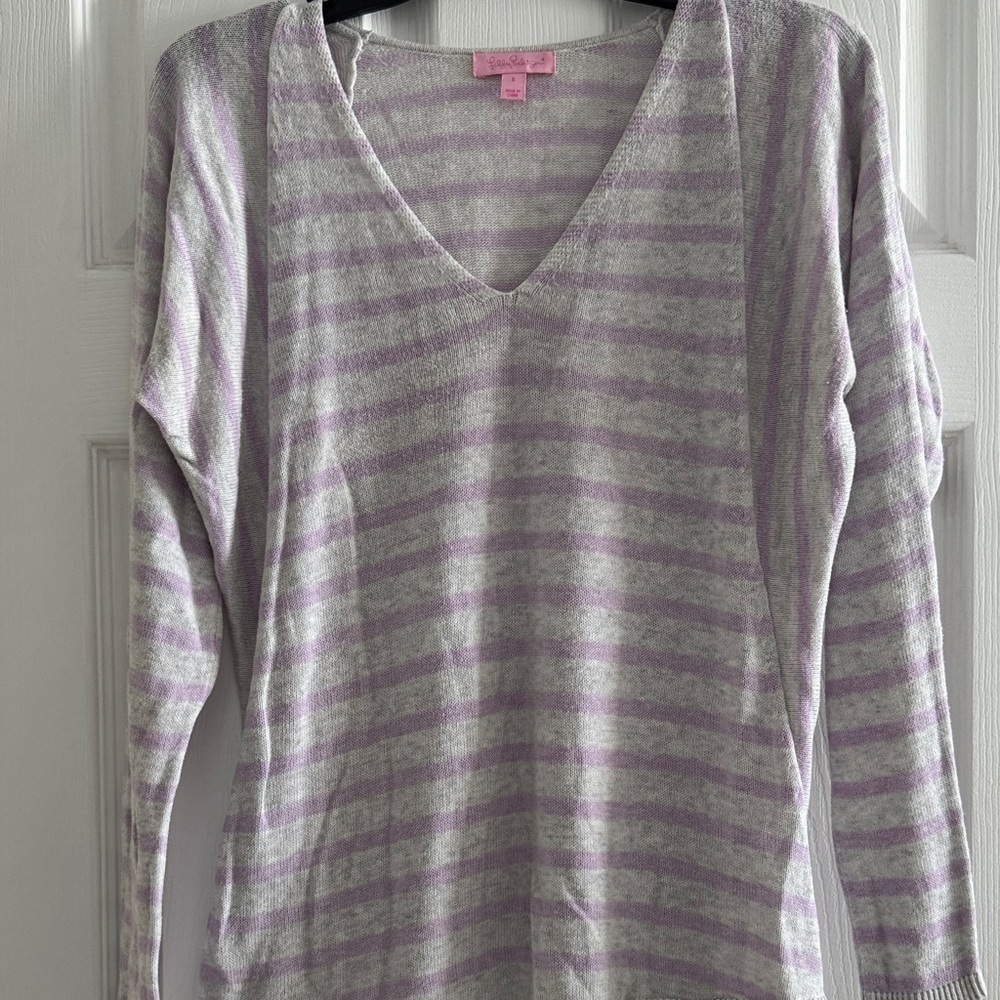 Lilly Pulitzer STASIA SWEATER Heathered Lilac Verbena Serene stripe Yard S
